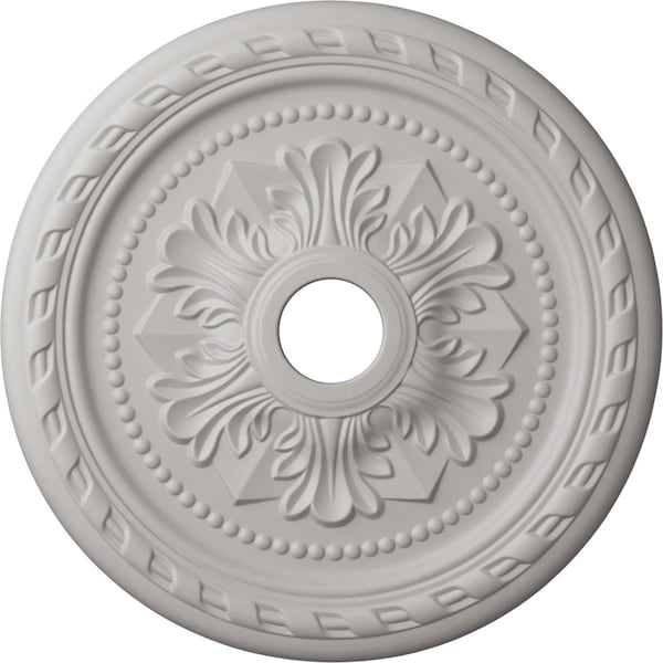 Ekena Millwork Palmetto Ceiling Medallion (Canopies up to 3 5/8"), 23 5/8"OD x 3 5/8"ID x 1 5/8"P, Ultra Pure White CM23PMUWF - main